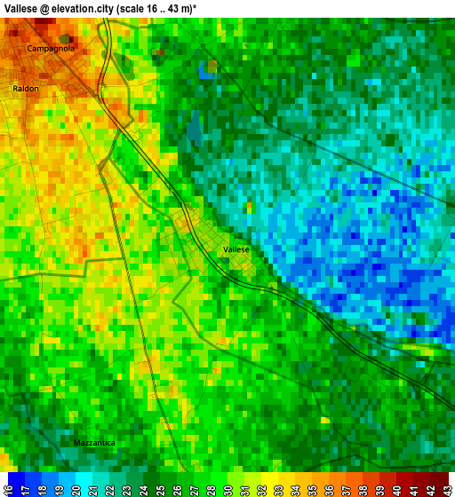 Vallese elevation map