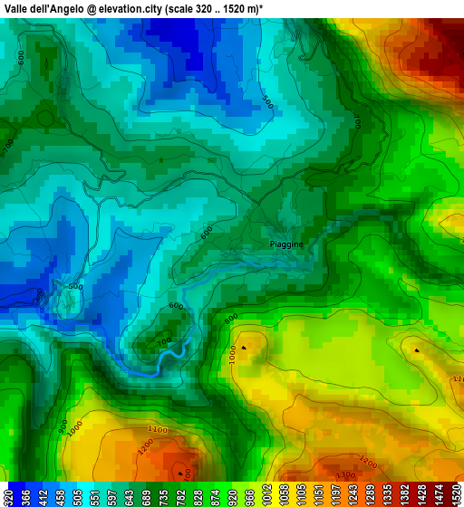 Valle dell'Angelo elevation map