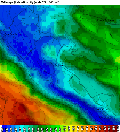 Vallecupa elevation map