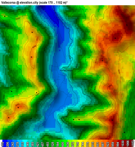 Vallecorsa elevation map