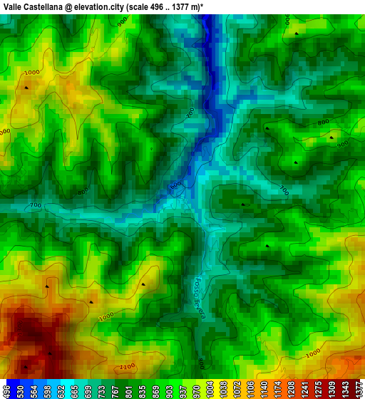 Valle Castellana elevation map