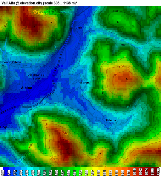 Vall'Alta elevation map