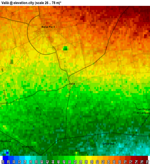 Vallà elevation map