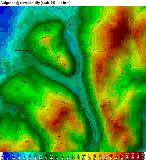 Valganna elevation map