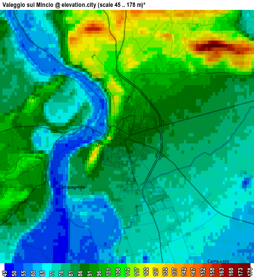 Valeggio sul Mincio elevation map