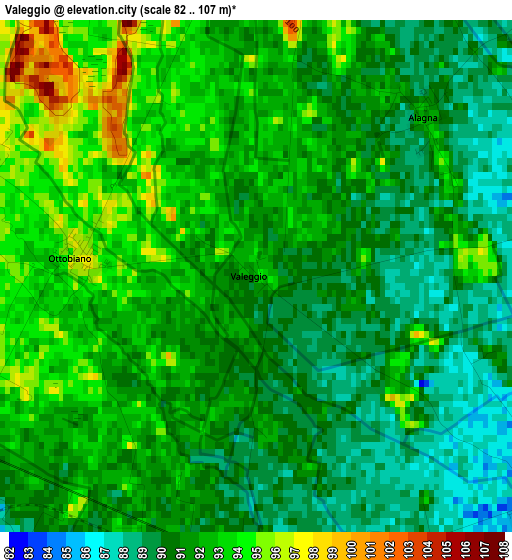 Valeggio elevation map