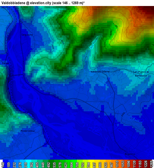 Valdobbiadene elevation map