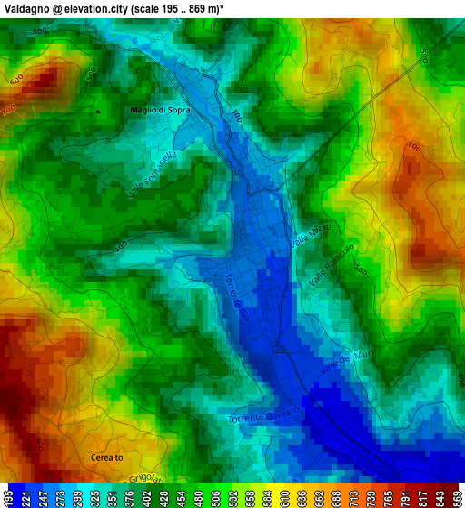 Valdagno elevation map