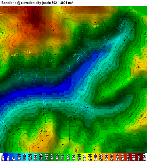 Bondione elevation map