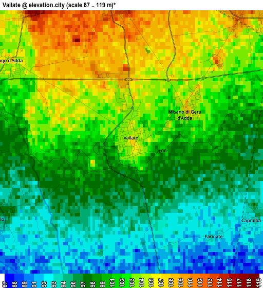 Vailate elevation map