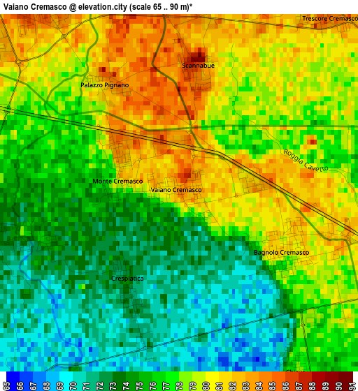 Vaiano Cremasco elevation map