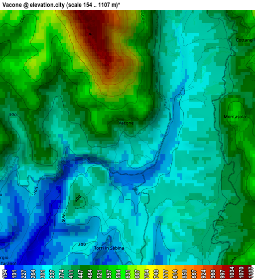 Vacone elevation map