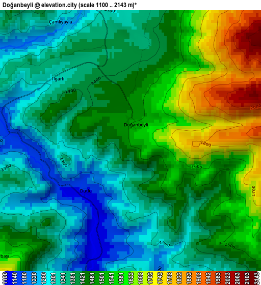 Doğanbeyli elevation map