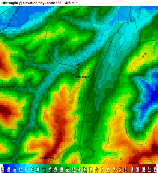 Urbisaglia elevation map