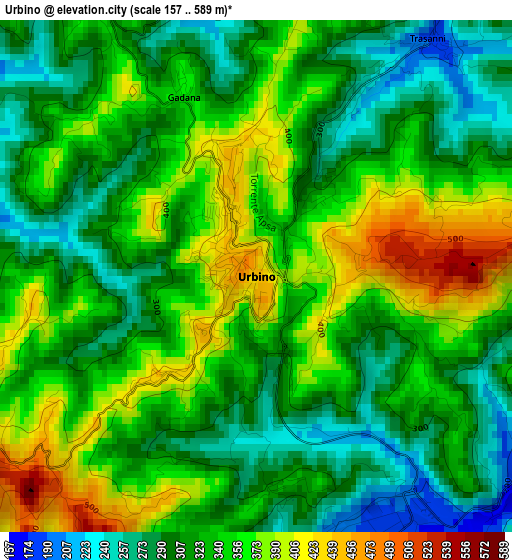 Urbino elevation map