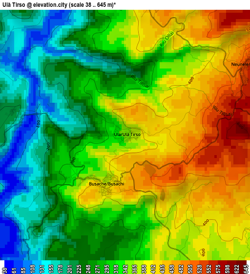 Ulà Tirso elevation map