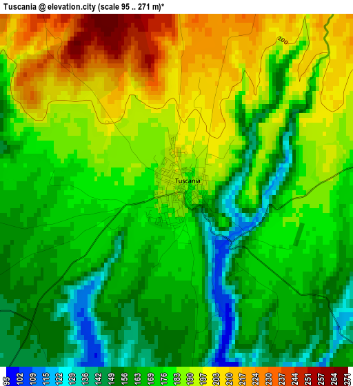 Tuscania elevation map