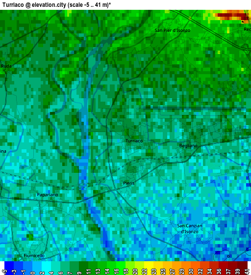 Turriaco elevation map