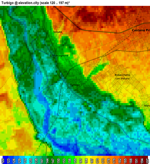 Turbigo elevation map