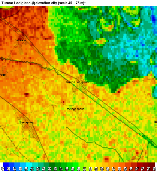 Turano Lodigiano elevation map