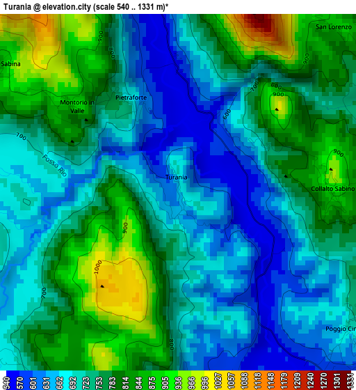 Turania elevation map