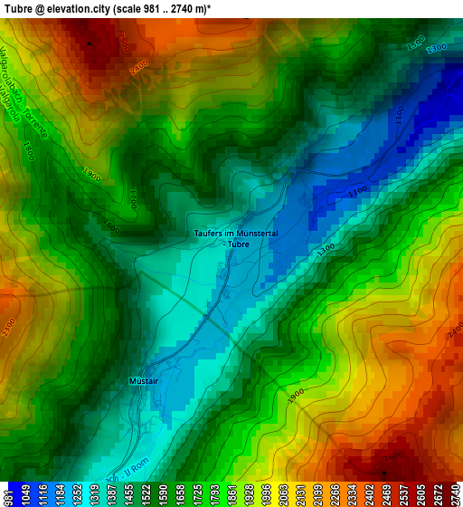 Tubre elevation map