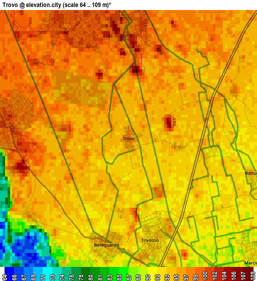 Trovo elevation map