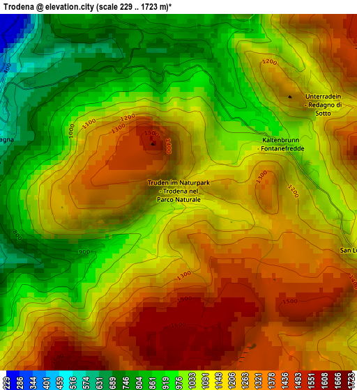 Trodena elevation map