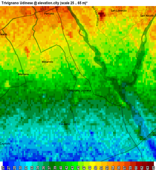 Trivignano Udinese elevation map