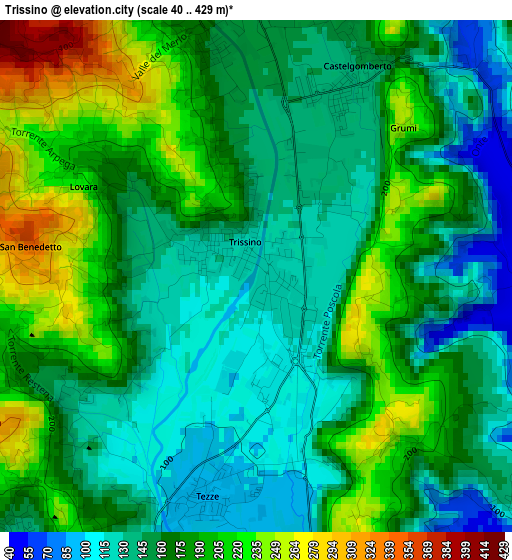 Trissino elevation map