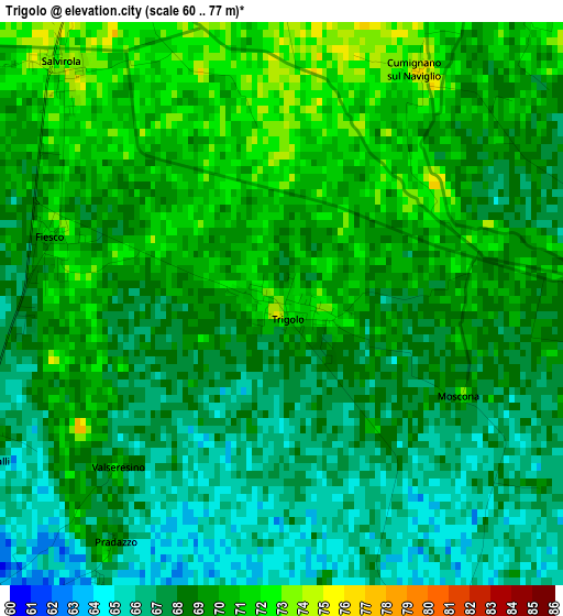 Trigolo elevation map