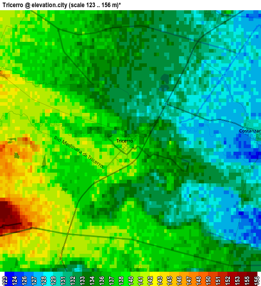 Tricerro elevation map