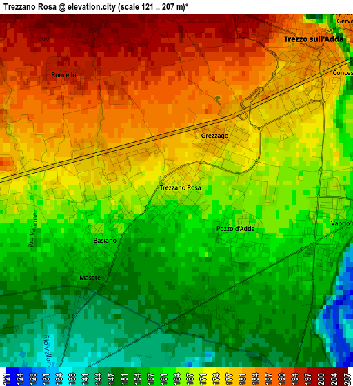 Trezzano Rosa elevation map