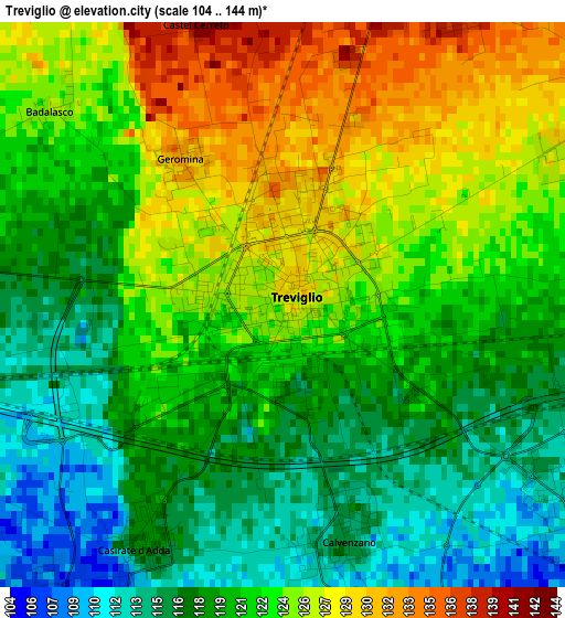 Treviglio elevation map