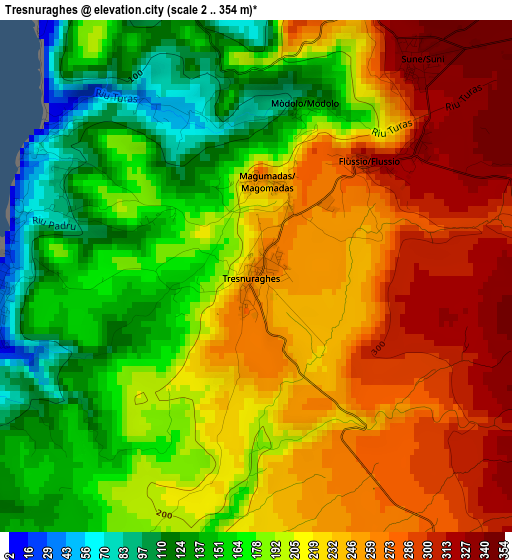 Tresnuraghes elevation map