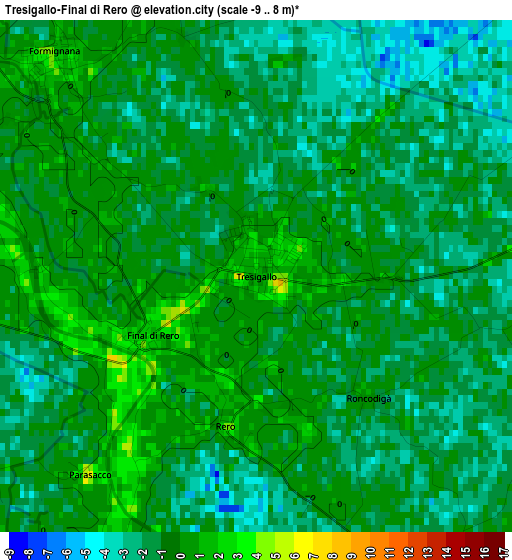 Tresigallo-Final di Rero elevation map