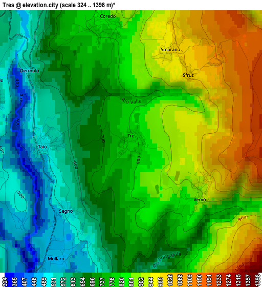 Tres elevation map