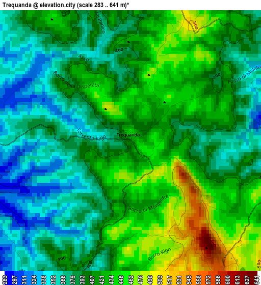 Trequanda elevation map