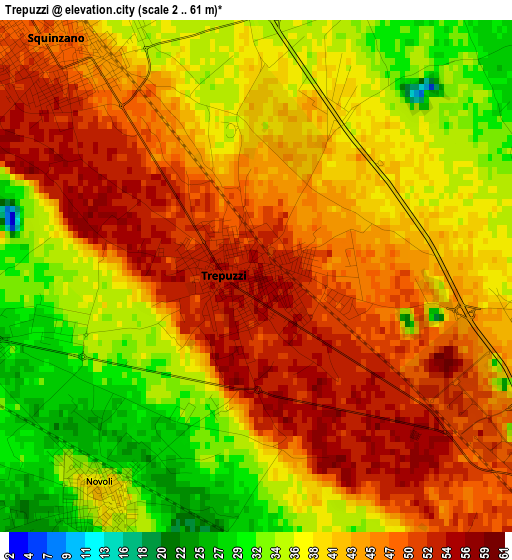 Trepuzzi elevation map