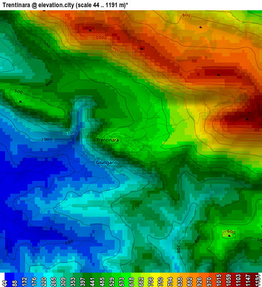 Trentinara elevation map