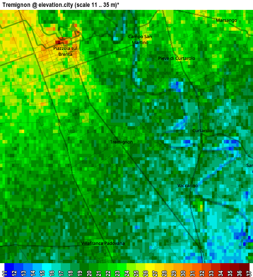 Tremignon elevation map