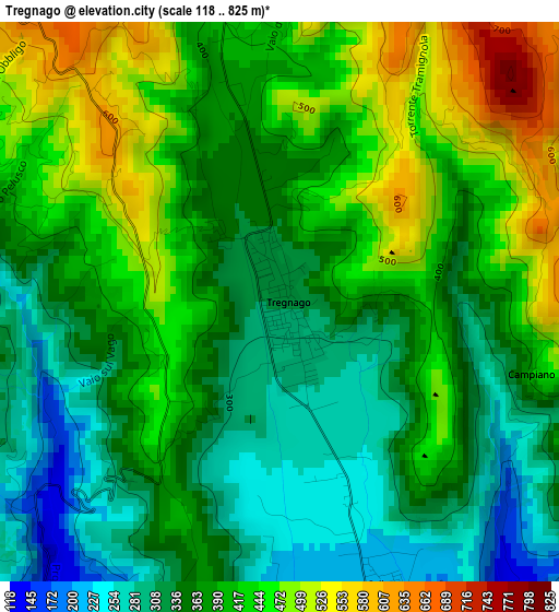 Tregnago elevation map