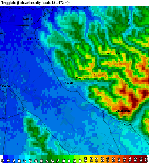 Treggiaia elevation map