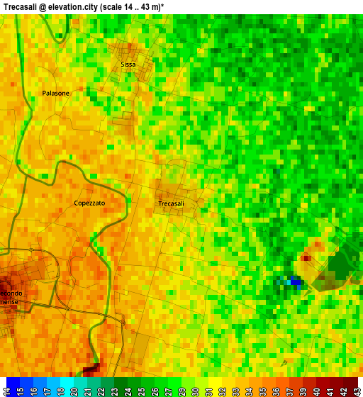 Trecasali elevation map