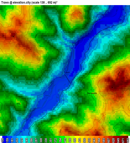 Travo elevation map