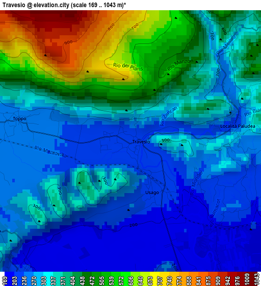 Travesio elevation map