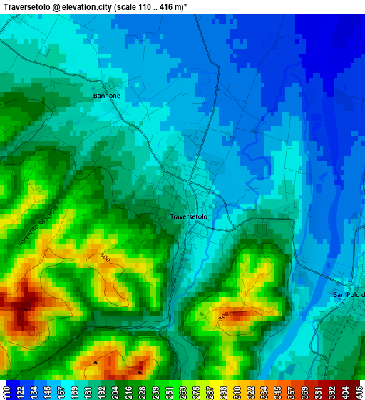 Traversetolo elevation map