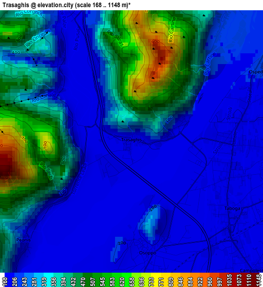 Trasaghis elevation map