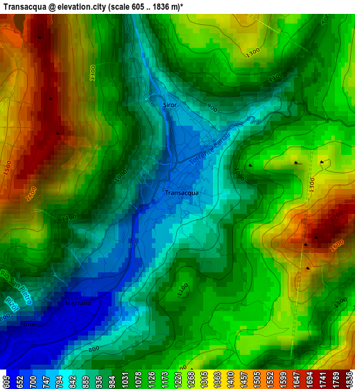 Transacqua elevation map