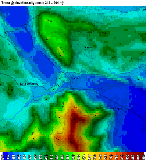 Trana elevation map